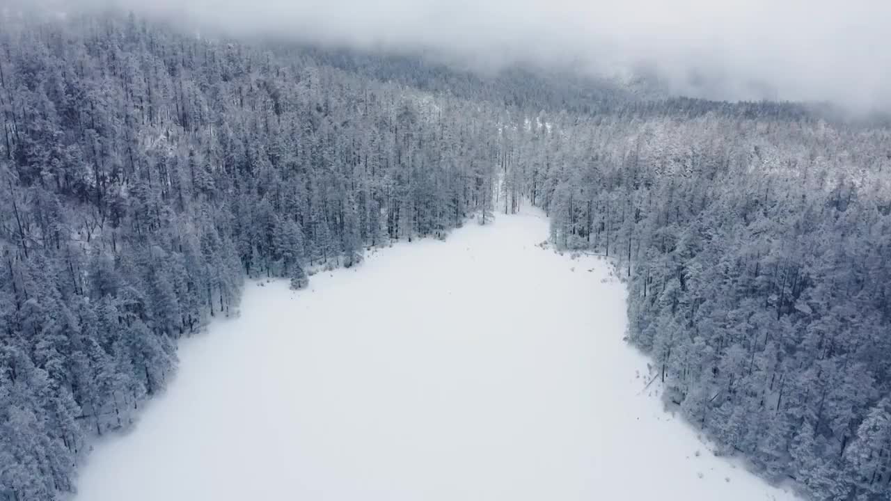 云南丽江玉龙雪山航拍雪景视频素材