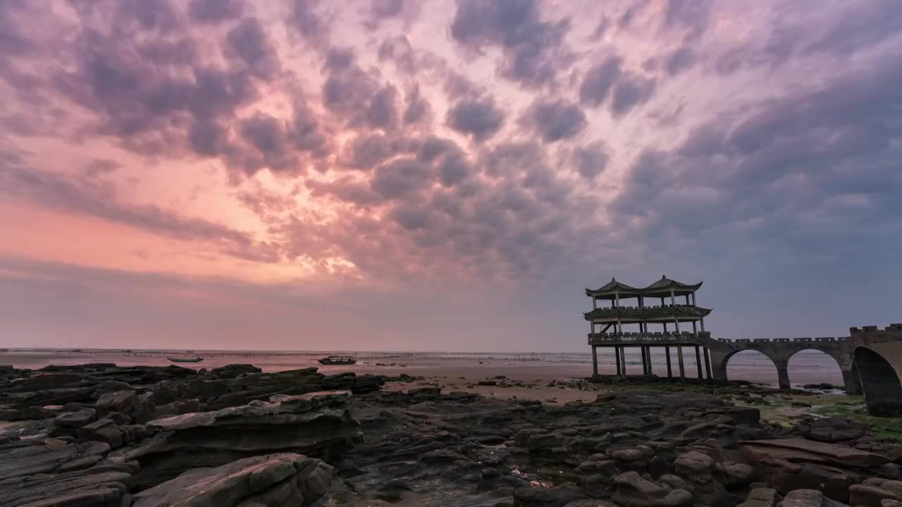 簕山古漁村日出视频素材