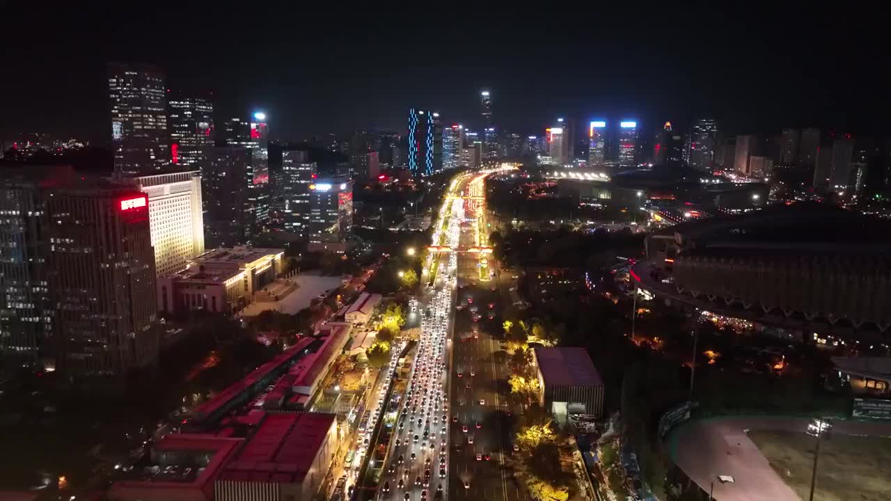 航拍济南东部新城夜景视频素材