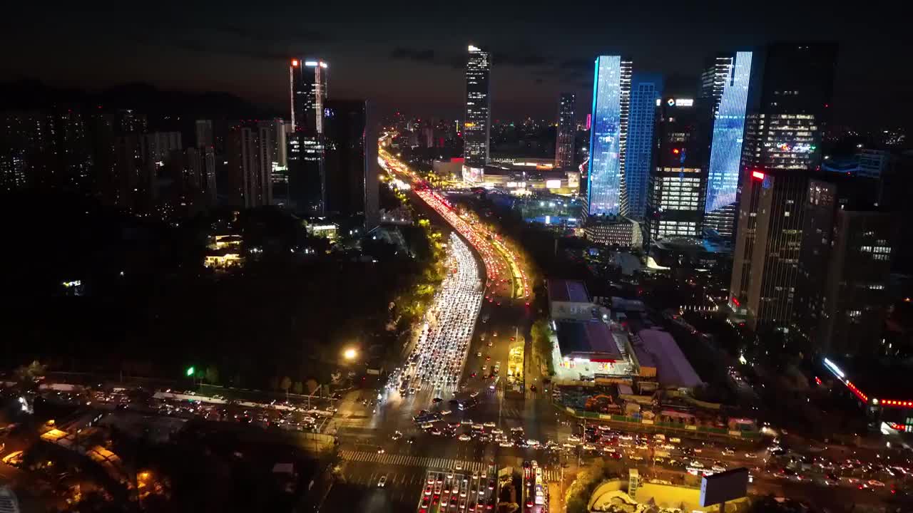 航拍济南东部新城夜景视频素材