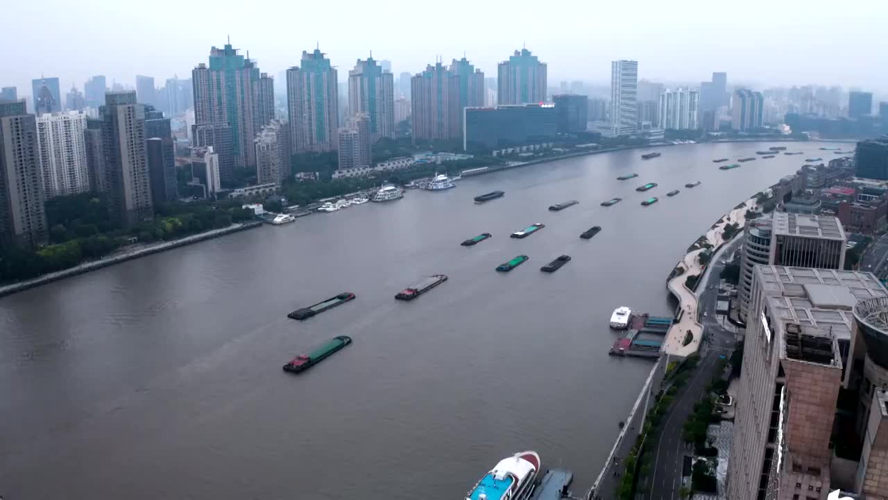 上海黄浦江航拍视频素材