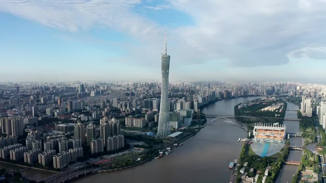 广东省广州市广州塔航拍风光视频素材