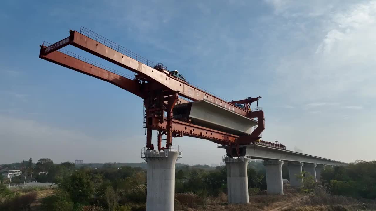 正在建设的高速铁路视频素材