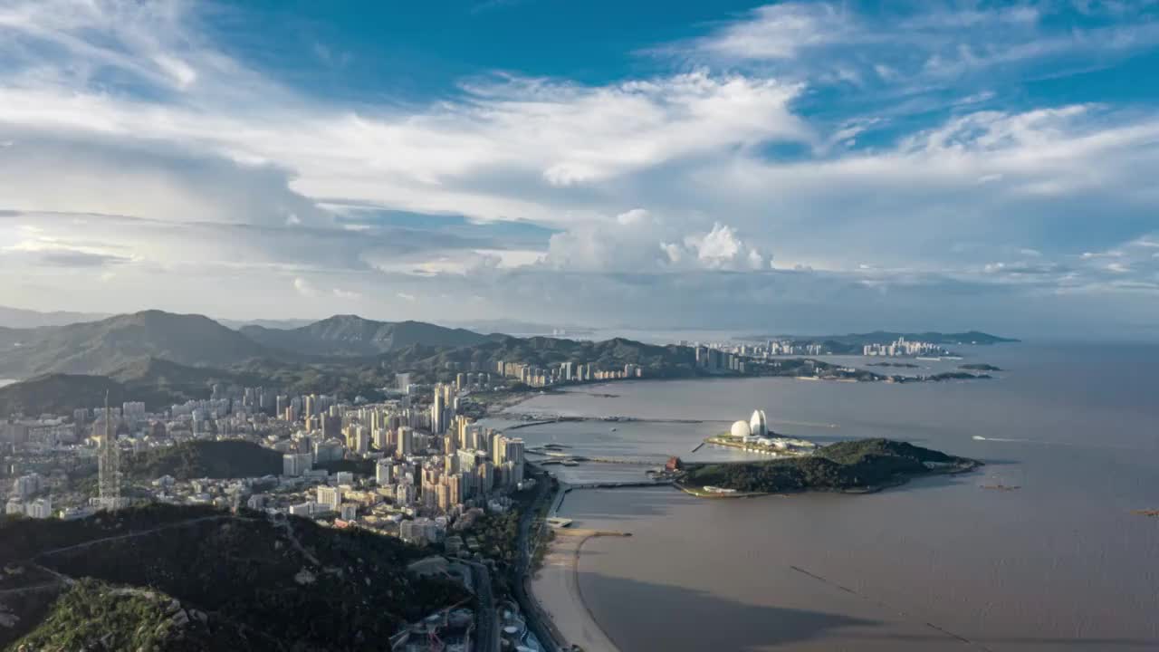 珠海地标建筑珠海歌剧院航拍视频素材