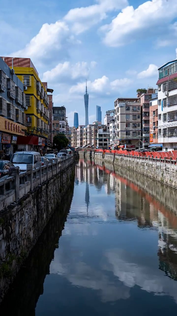 广州市大塘村与广州地标建筑视频素材