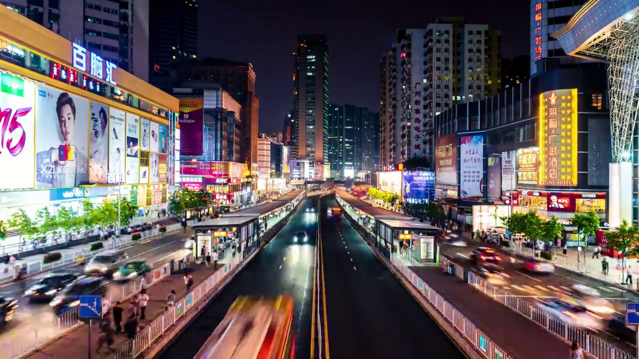 岗顶天桥夜景车流延时视频素材