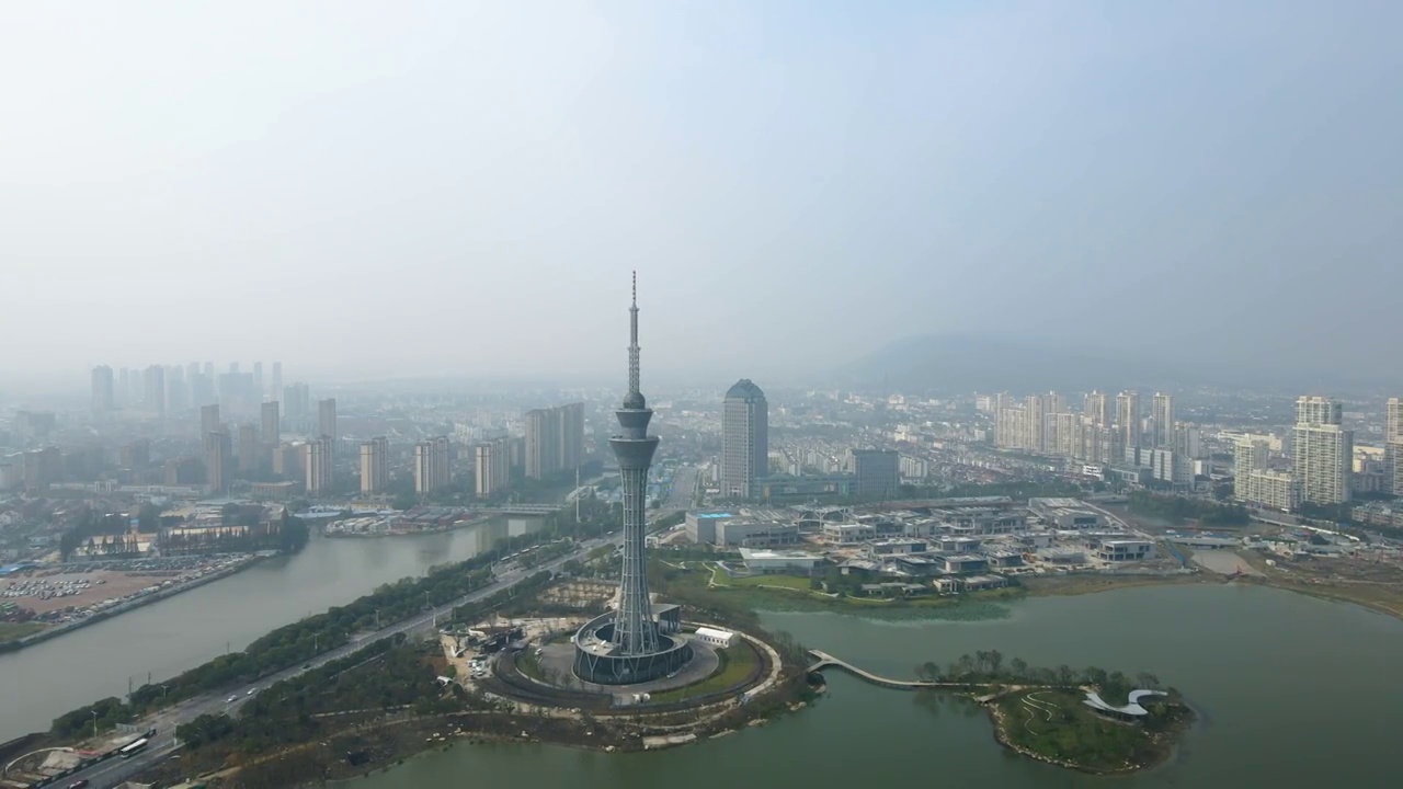 航拍江苏常熟城市风光视频素材