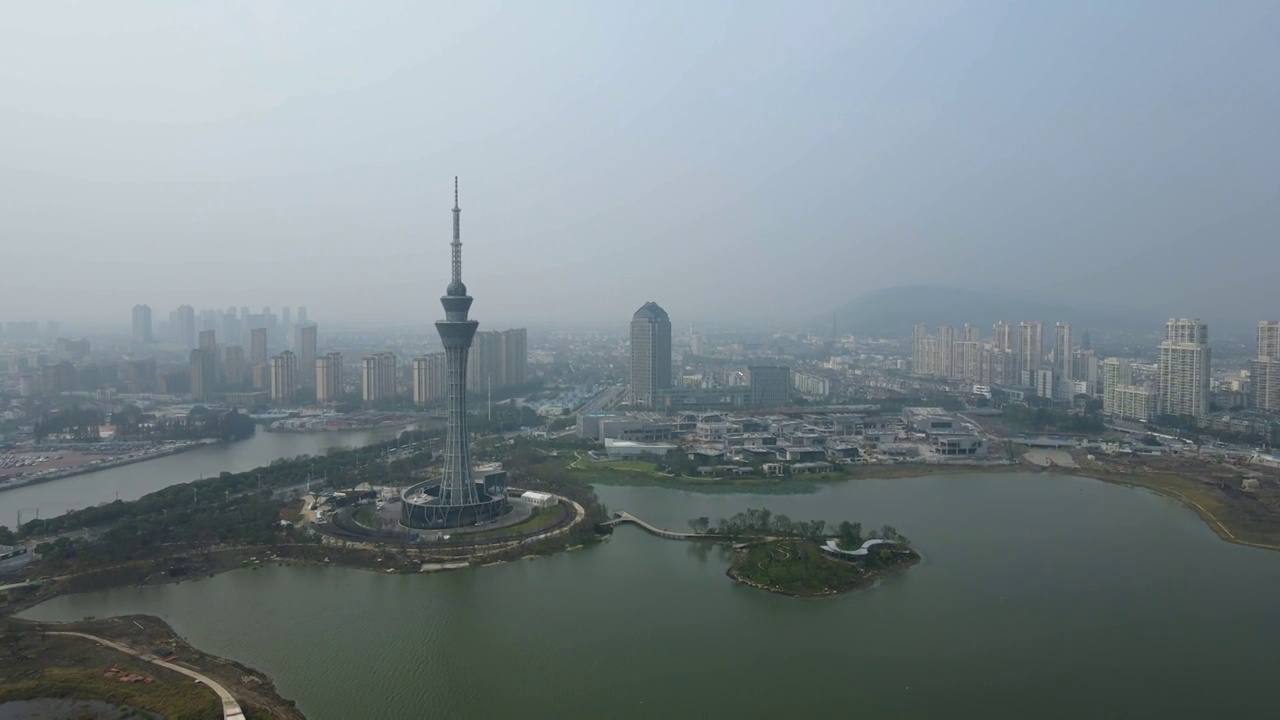 航拍江苏常熟城市风光视频素材