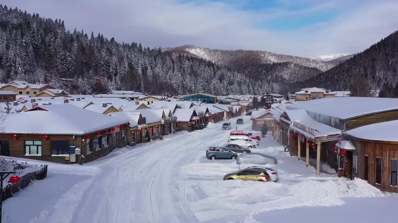 黑龙江牡丹江：航拍雪后的中国雪乡视频素材