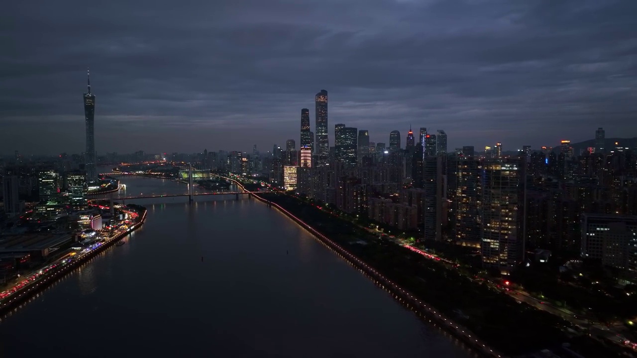 广东省广州市夜景城市风光航拍视频素材