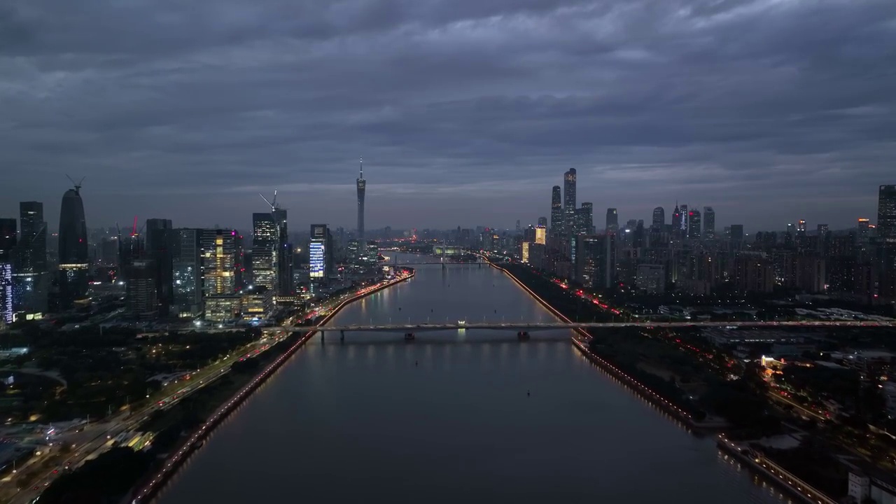 广东省广州市夜景城市风光航拍视频素材