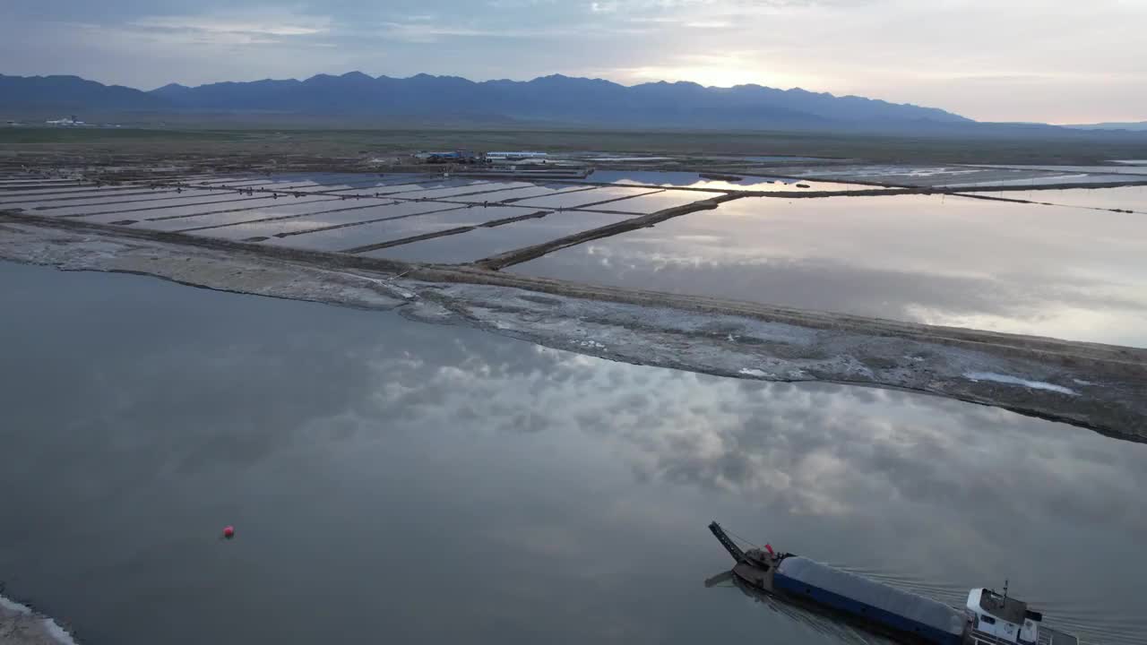 茶卡盐湖 航船定点视频下载