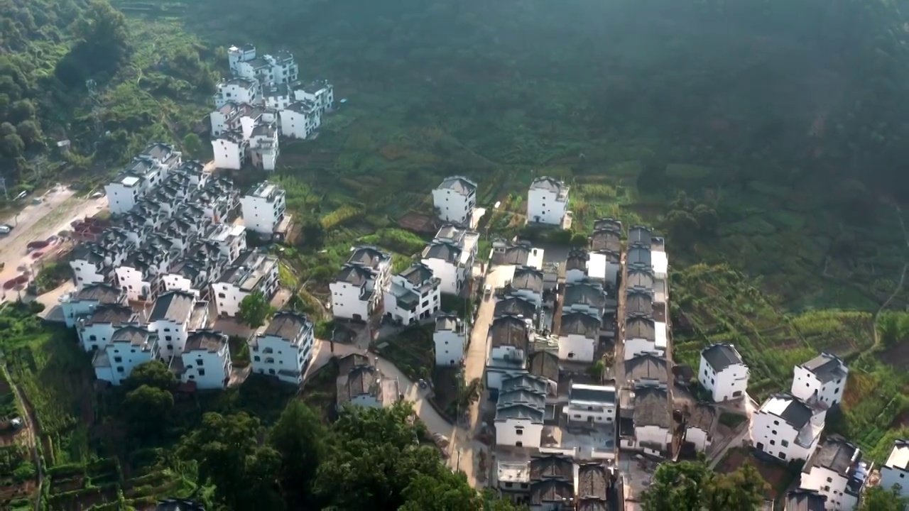 江西省上饶市婺源县石城程村日出航拍视频素材