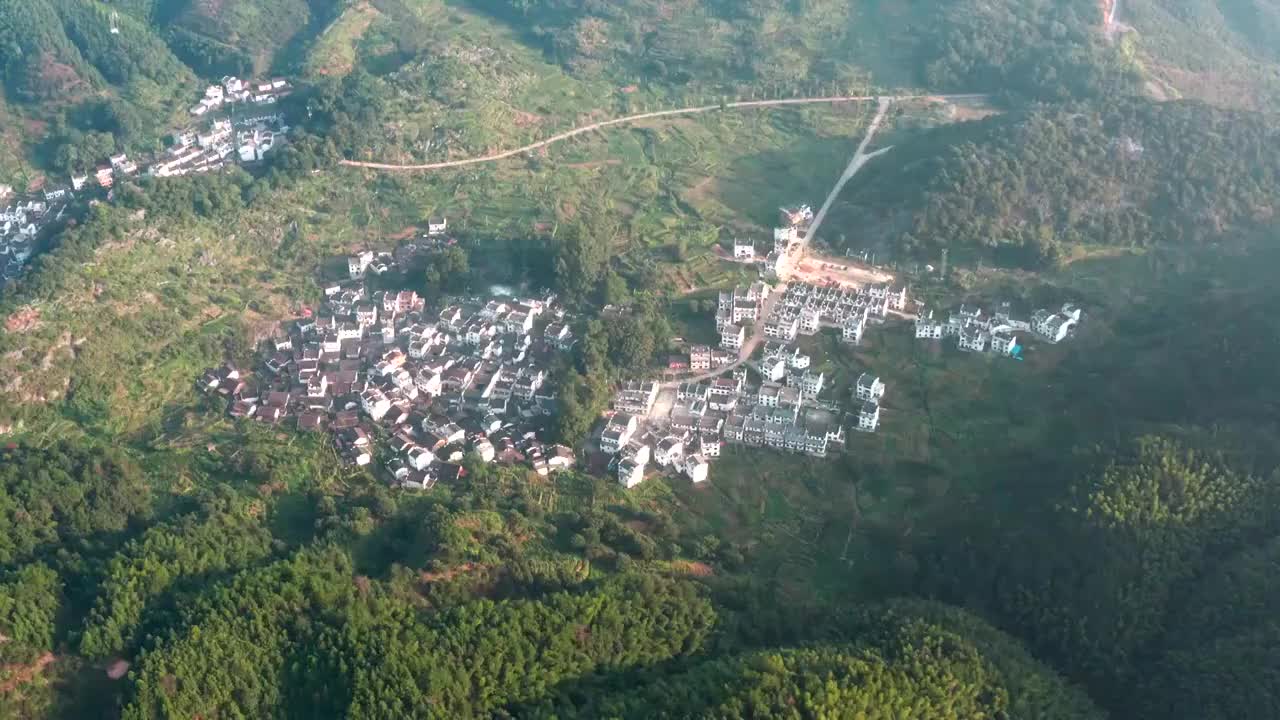 江西省上饶市婺源县石城程村日出航拍视频素材