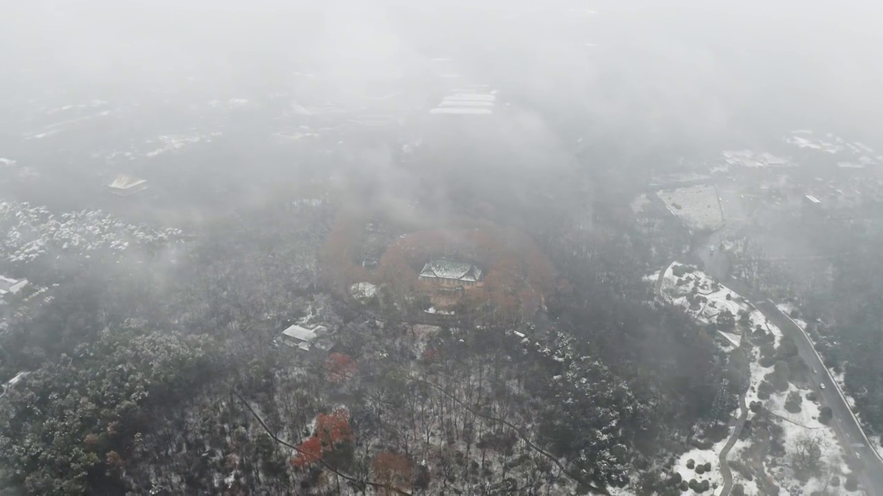 南京美龄宫大雪纷飞视频素材