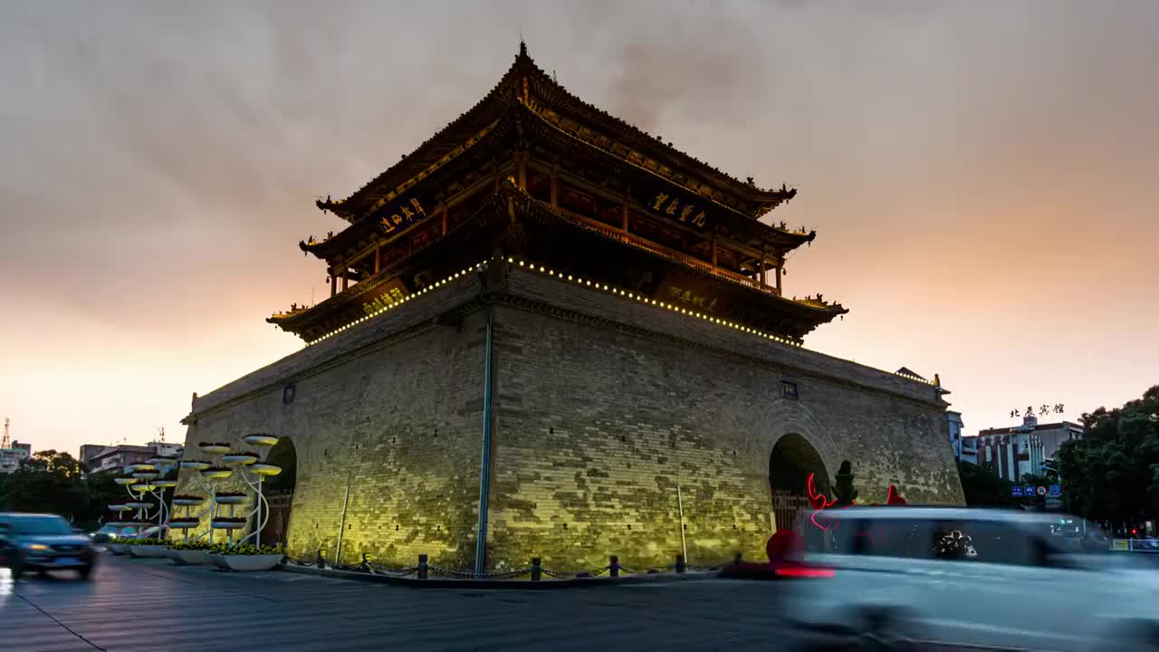 青海张掖市故里夜景，视频素材