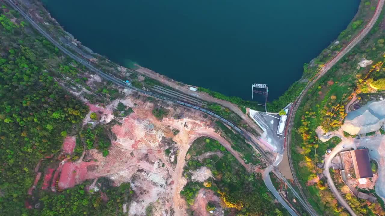 安徽省马鞍山市南山矿小火车航拍视频素材