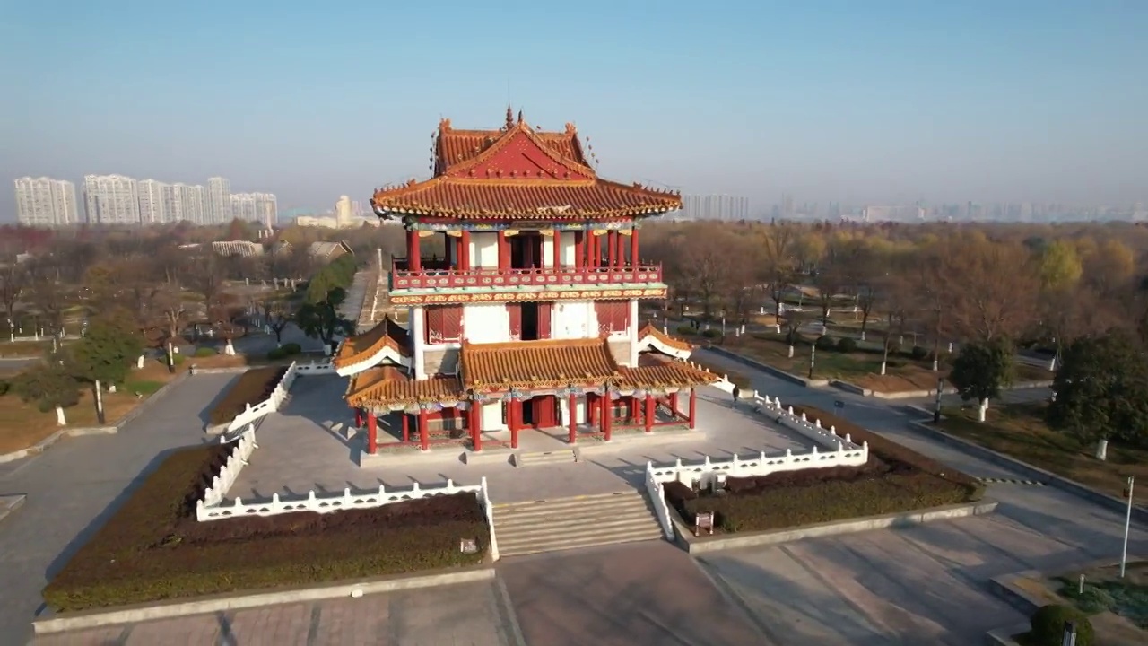 航拍山东济宁太白湖景区视频素材