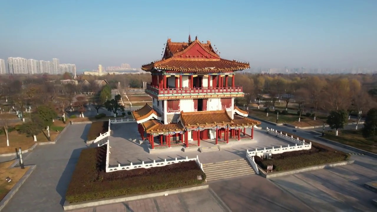 航拍山东济宁太白湖景区视频素材