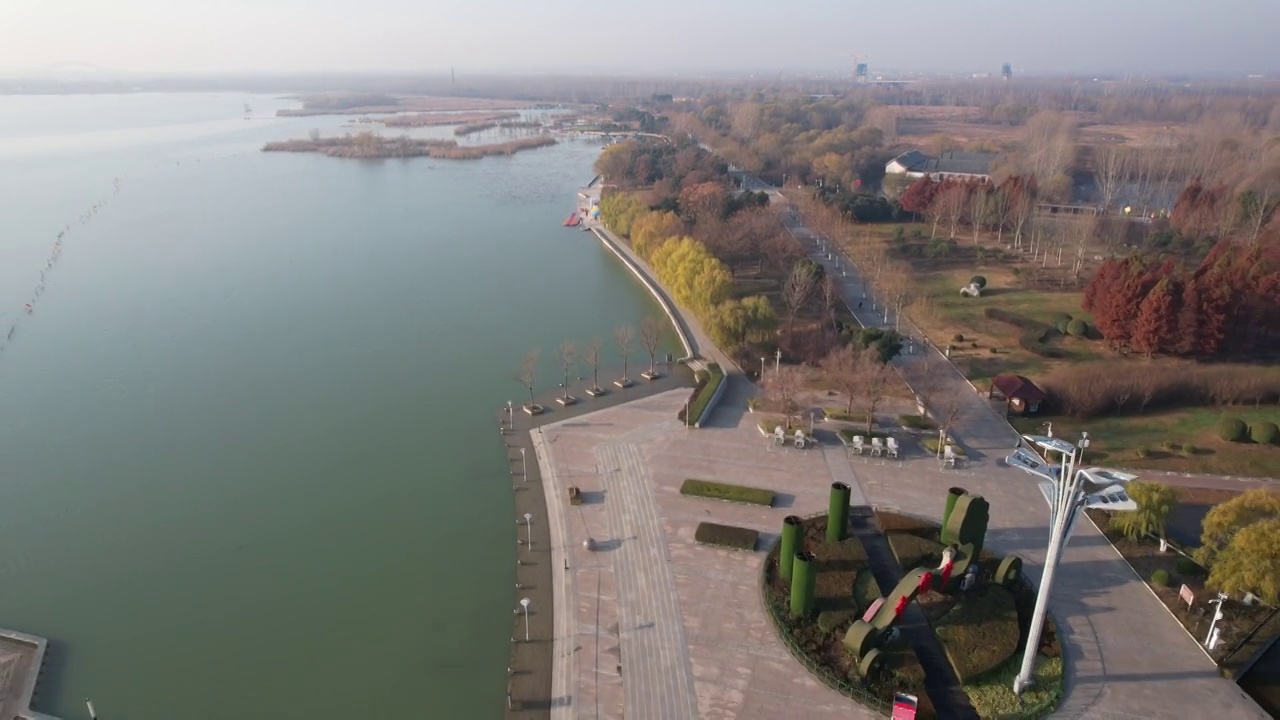 航拍山东济宁太白湖景区视频素材