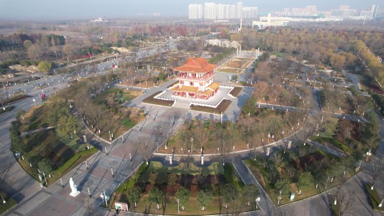 航拍山东济宁太白湖景区视频素材