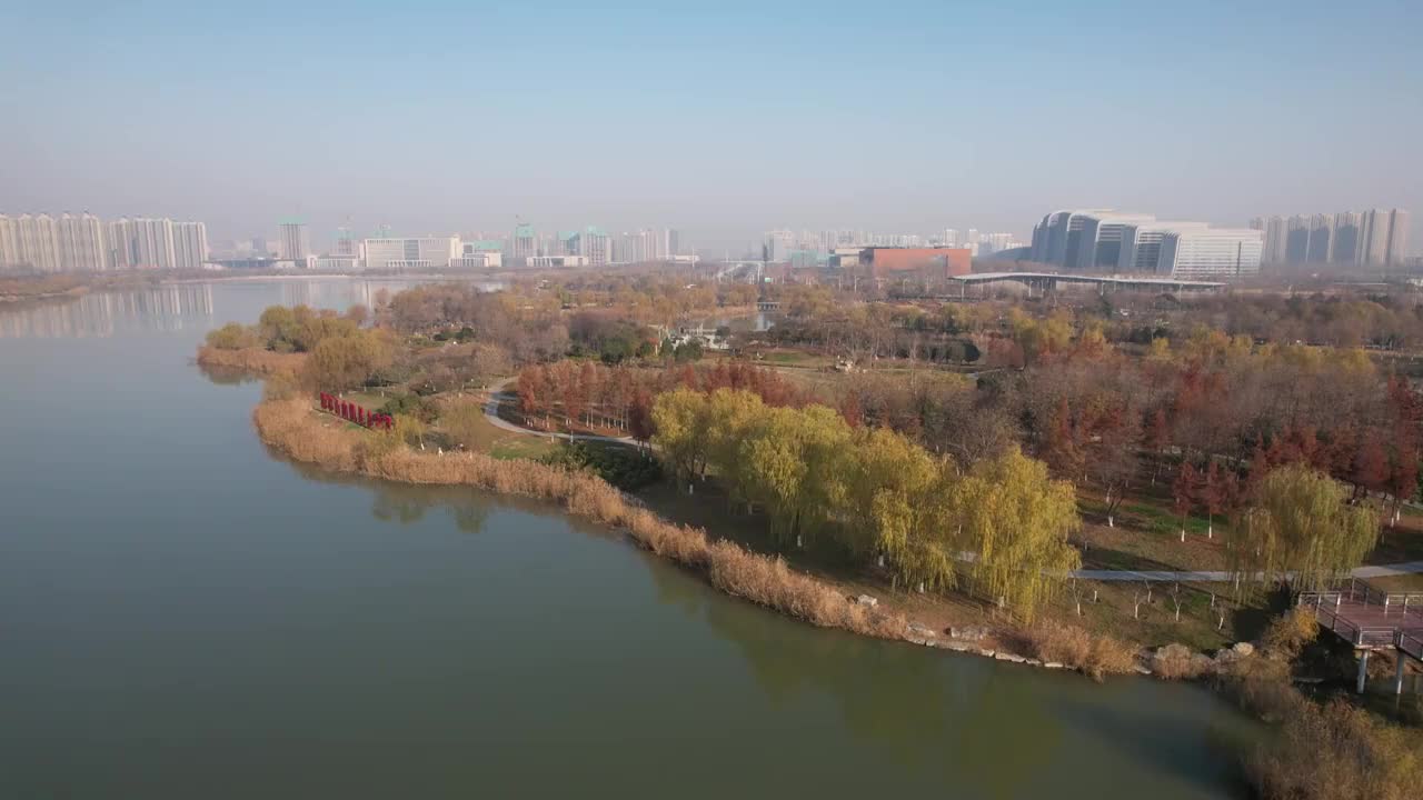 航拍山东济宁太白湖景区视频素材