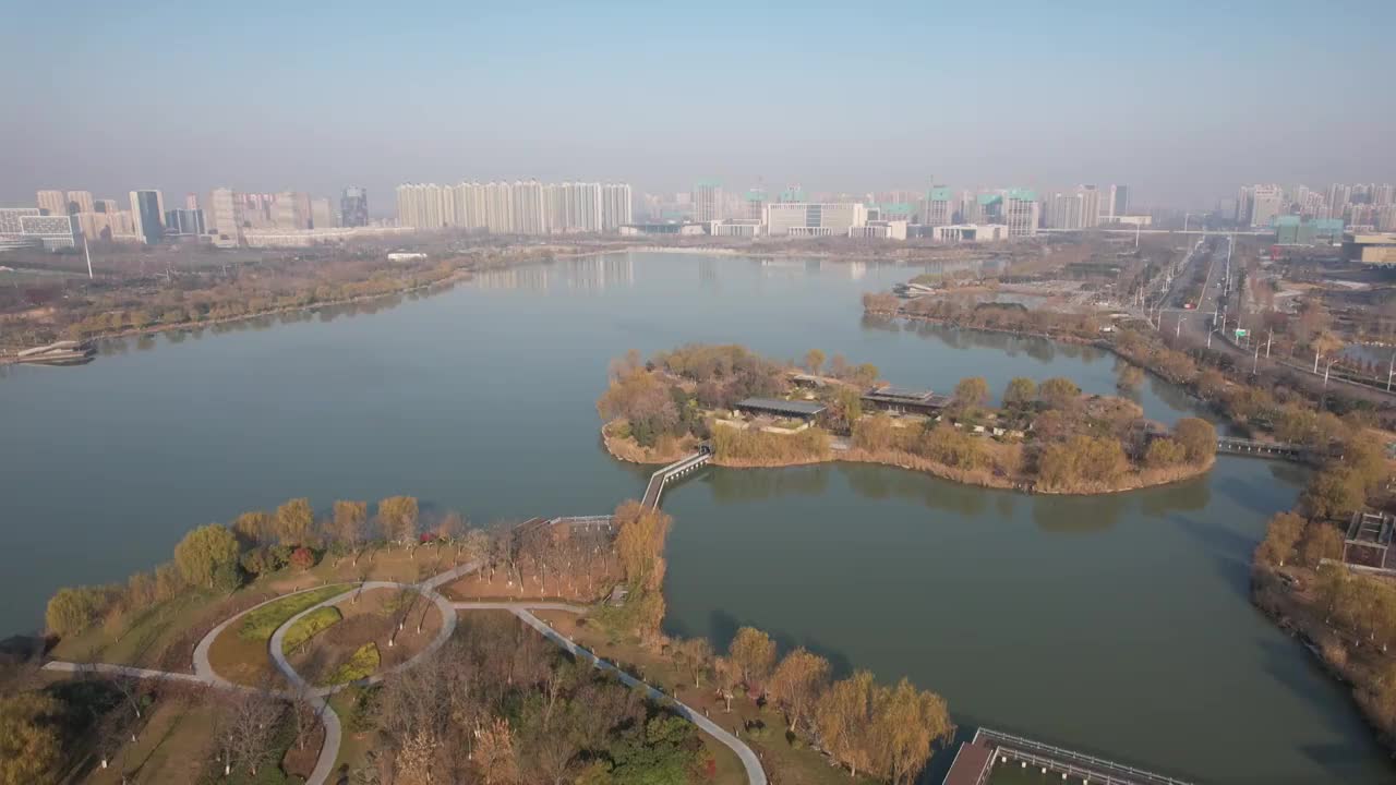 航拍山东济宁太白湖景区视频素材