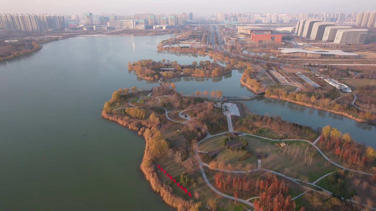 航拍山东济宁太白湖景区视频素材