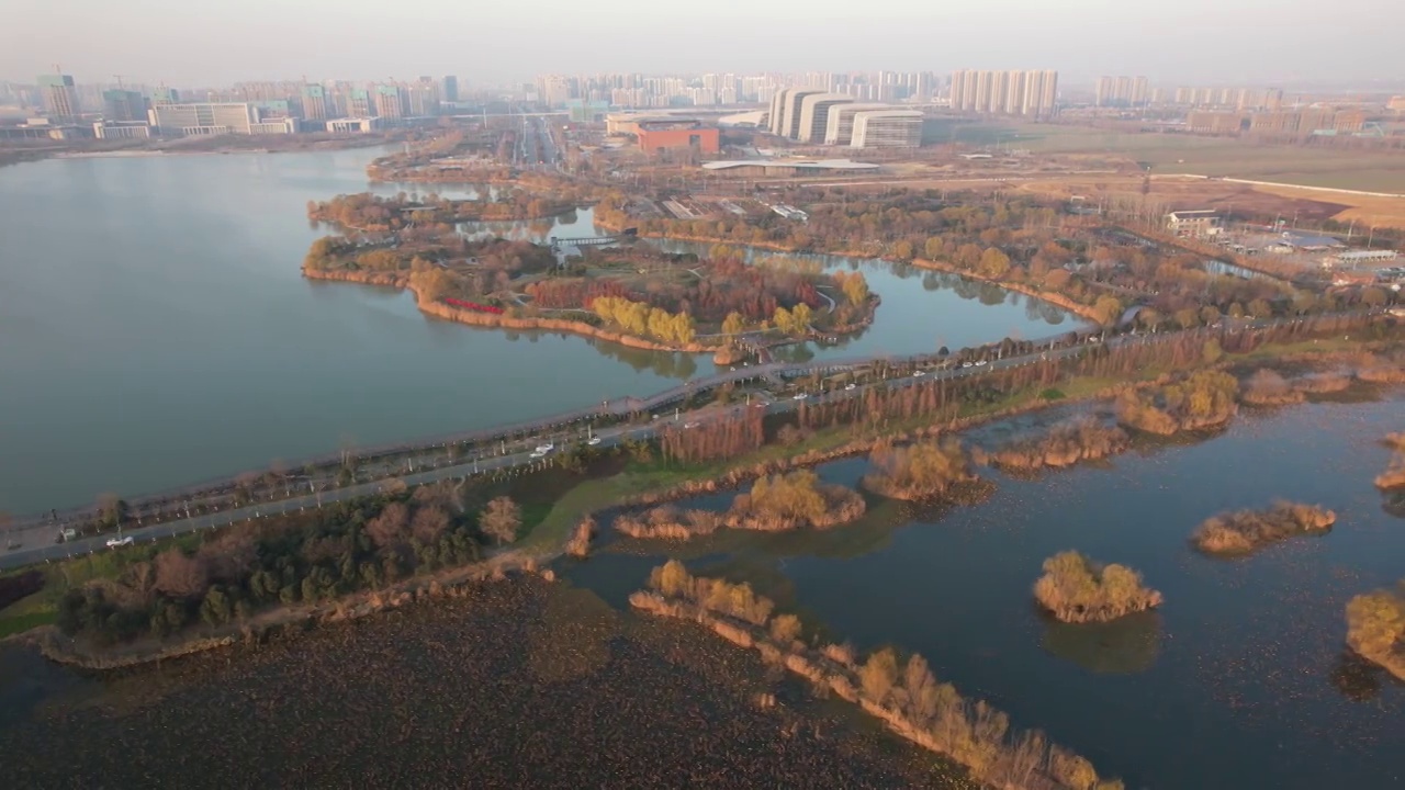 航拍山东济宁太白湖景区视频素材