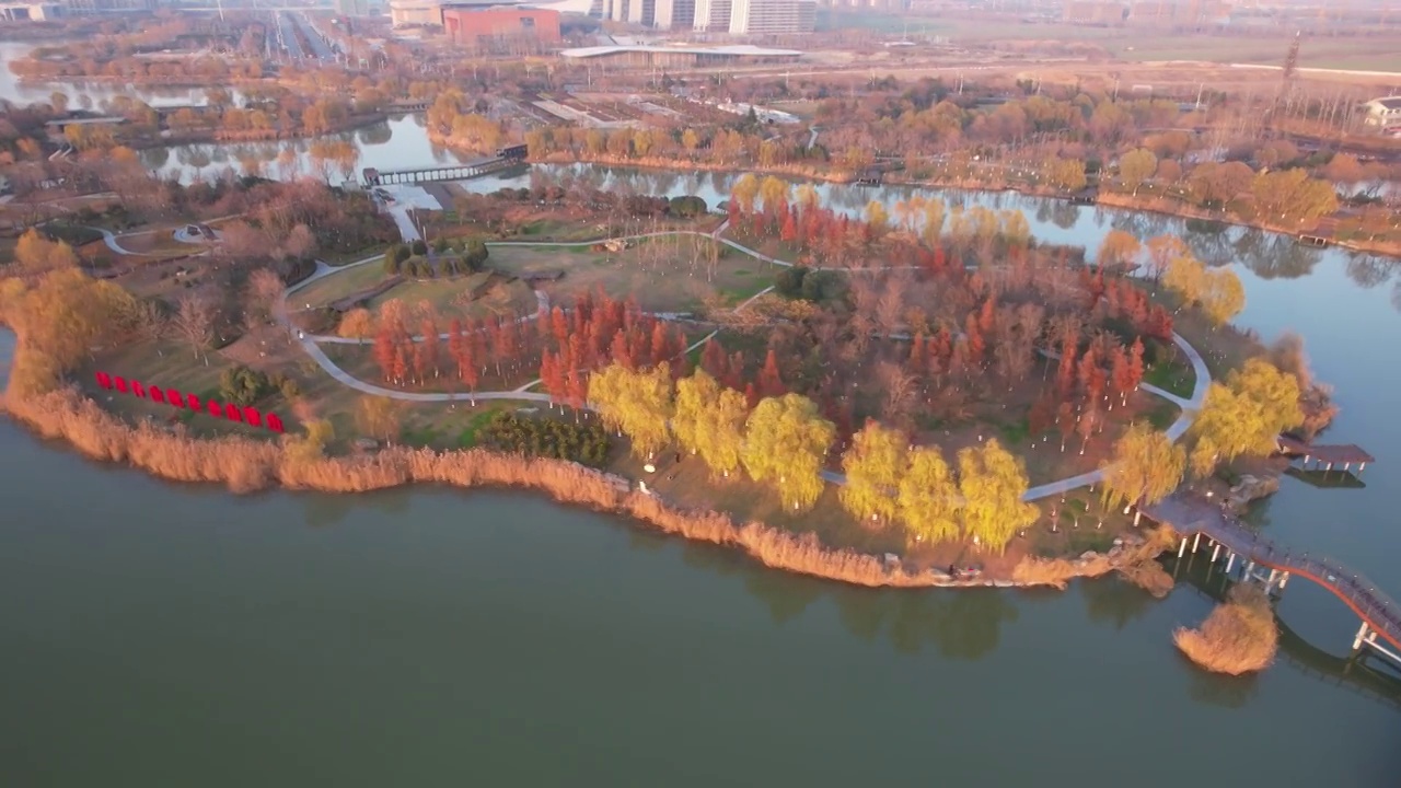 航拍山东济宁太白湖景区视频素材