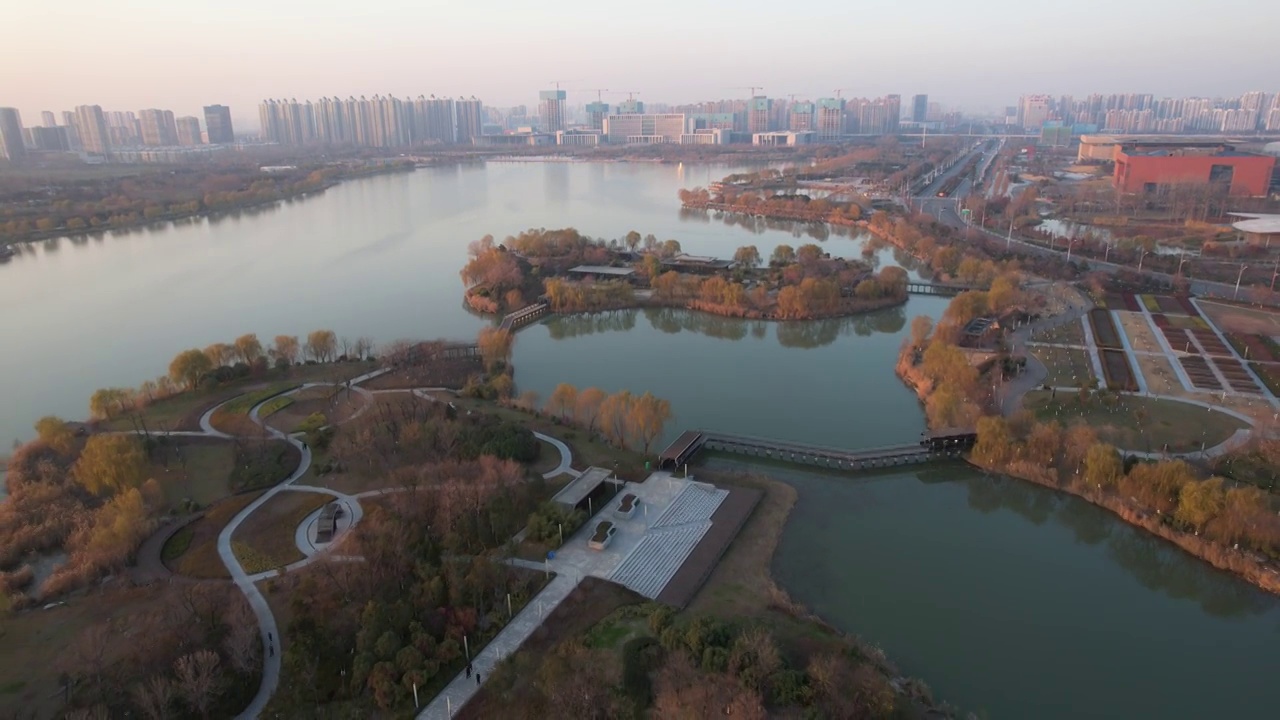 航拍山东济宁太白湖景区视频素材