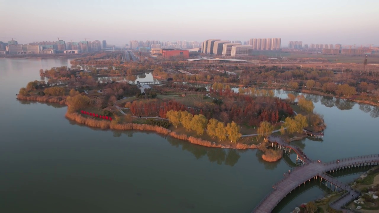 航拍山东济宁太白湖景区视频素材