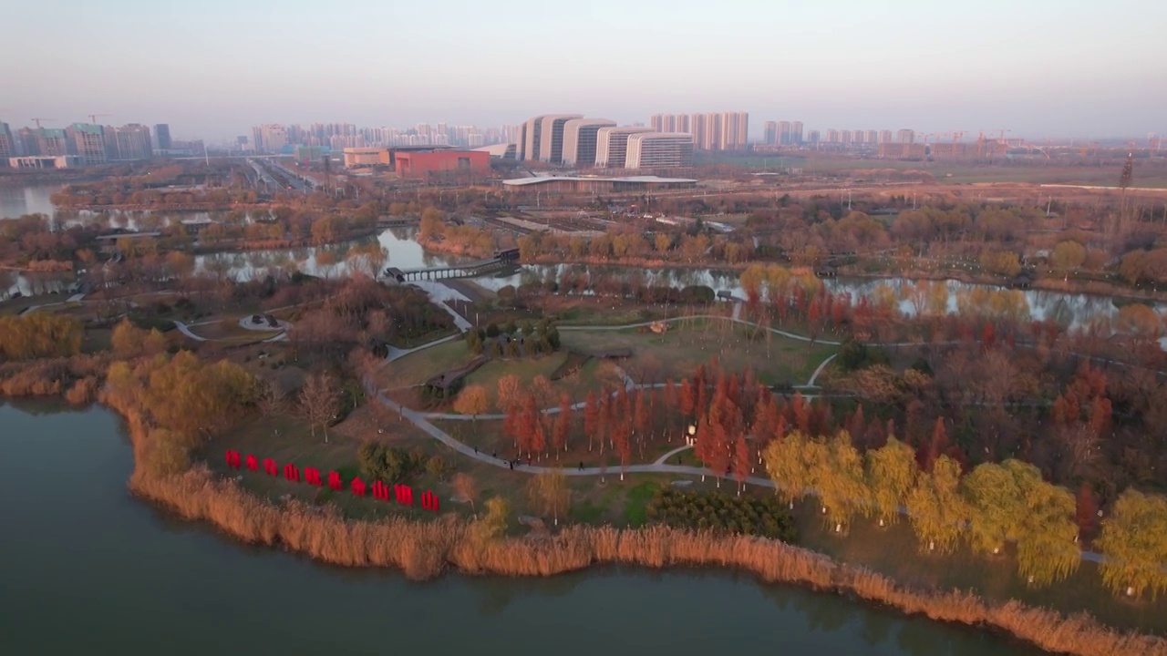 航拍山东济宁太白湖景区视频素材