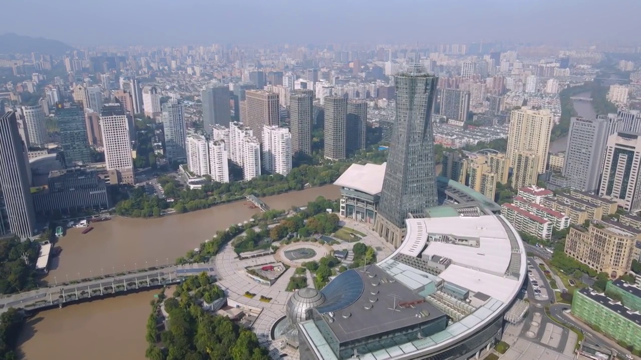 航拍浙江杭州武林广场建筑景观视频素材