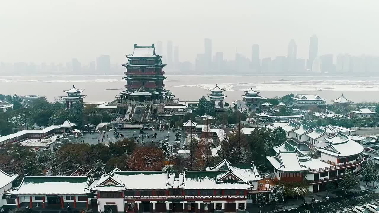 滕王阁雪景视频素材