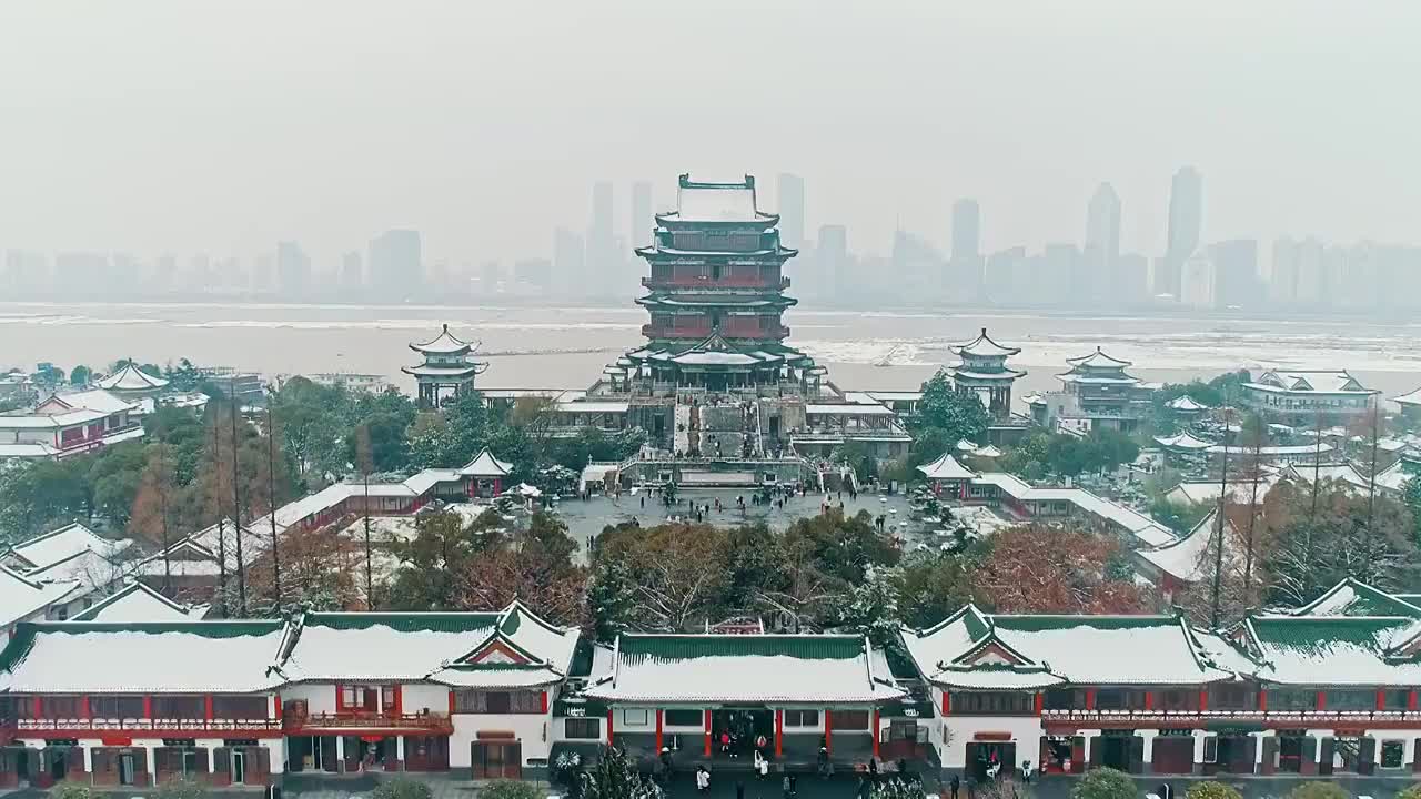 滕王阁雪景视频素材