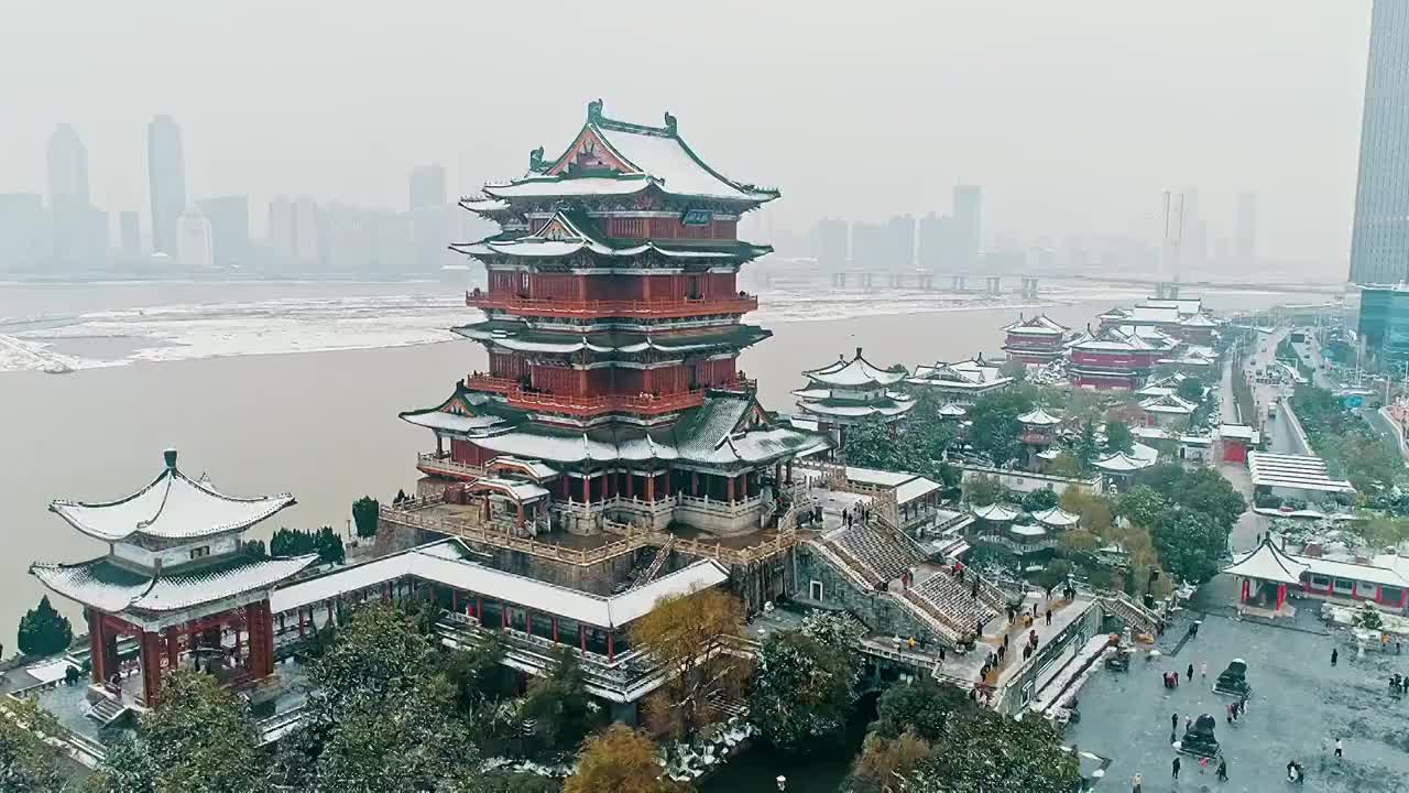 滕王阁雪景视频素材