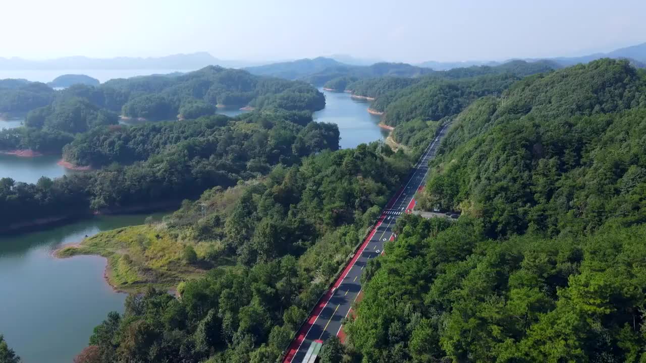 航拍户外森林盘山公路视频素材