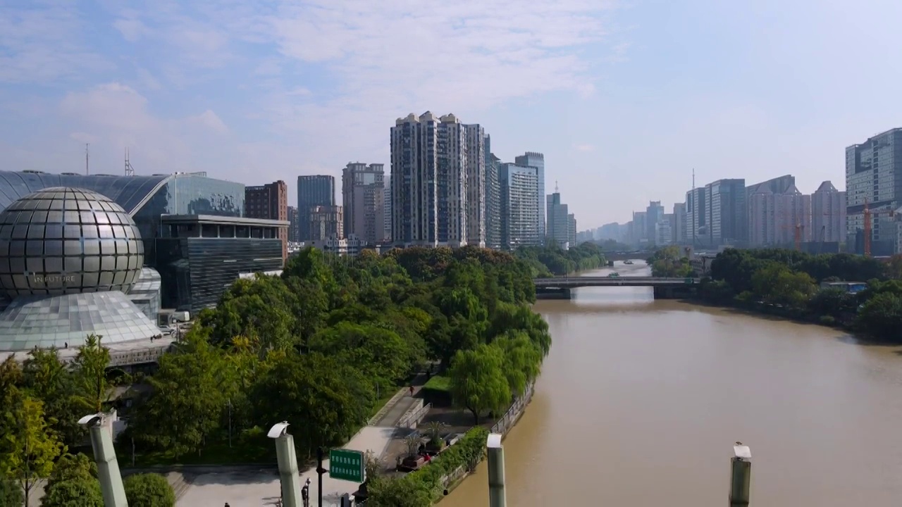 航拍杭州老城城市景观视频素材