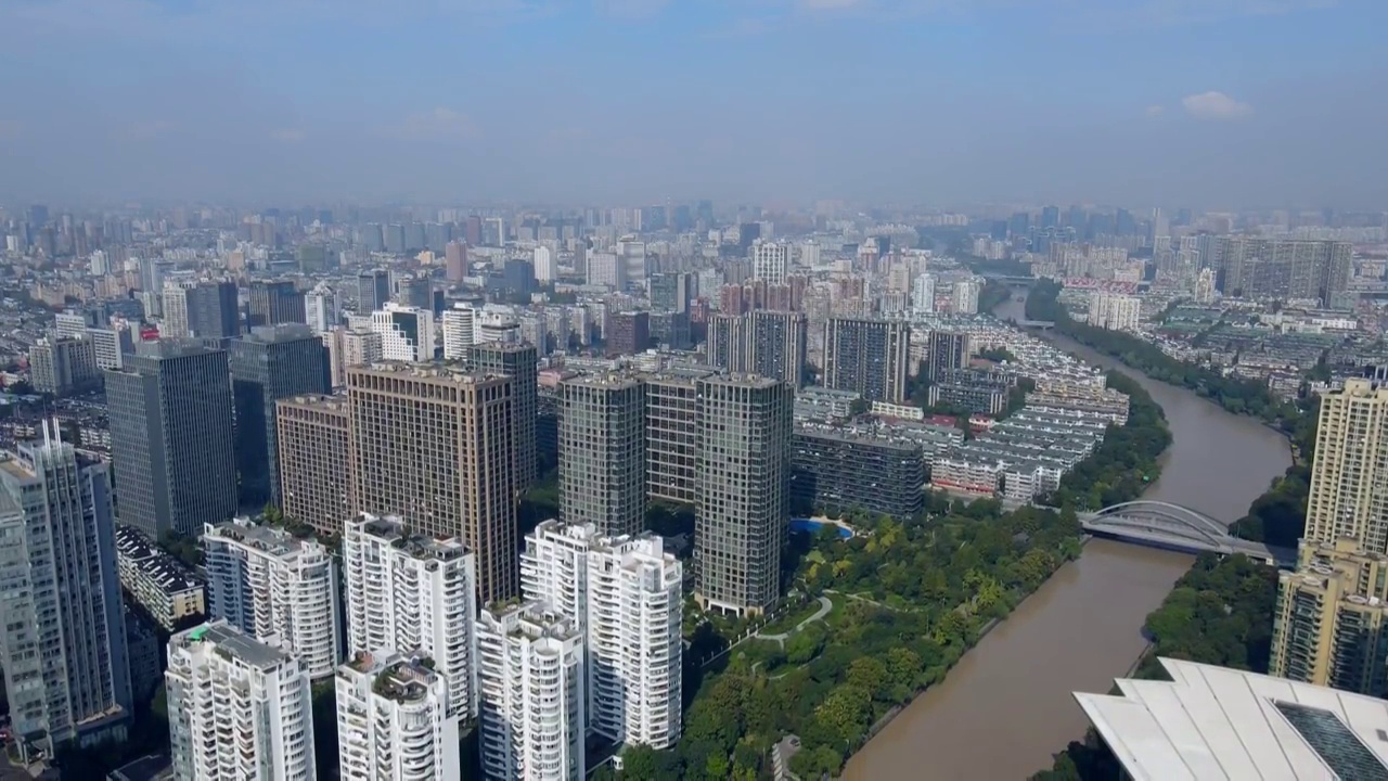 航拍杭州老城城市景观视频素材