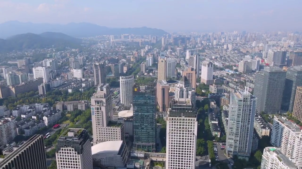 航拍杭州老城城市景观视频素材