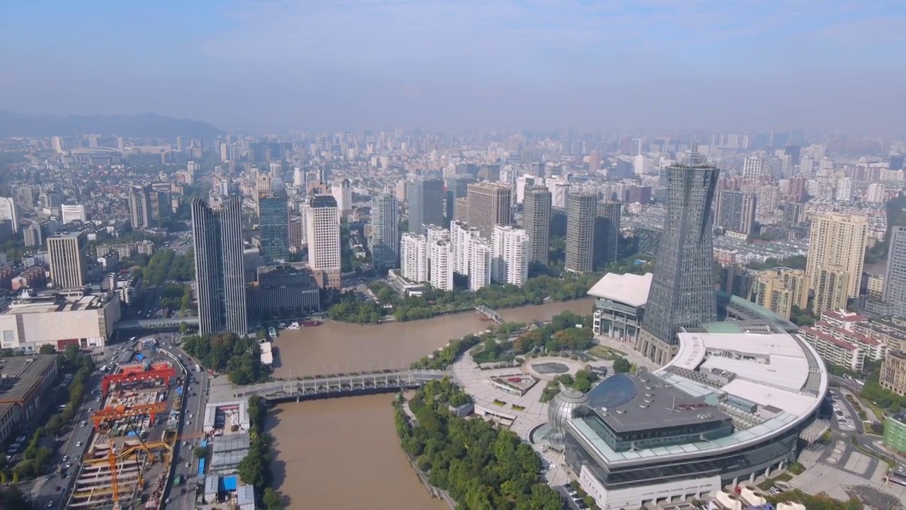 航拍杭州老城城市景观视频素材