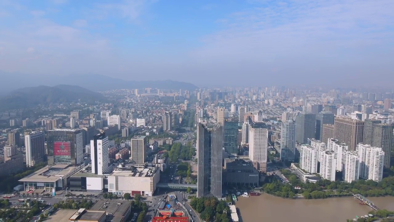 航拍杭州老城城市景观视频素材