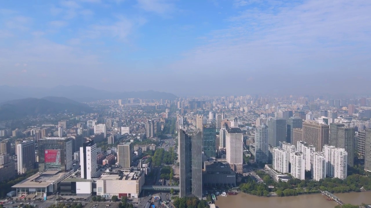 航拍杭州老城城市景观视频素材