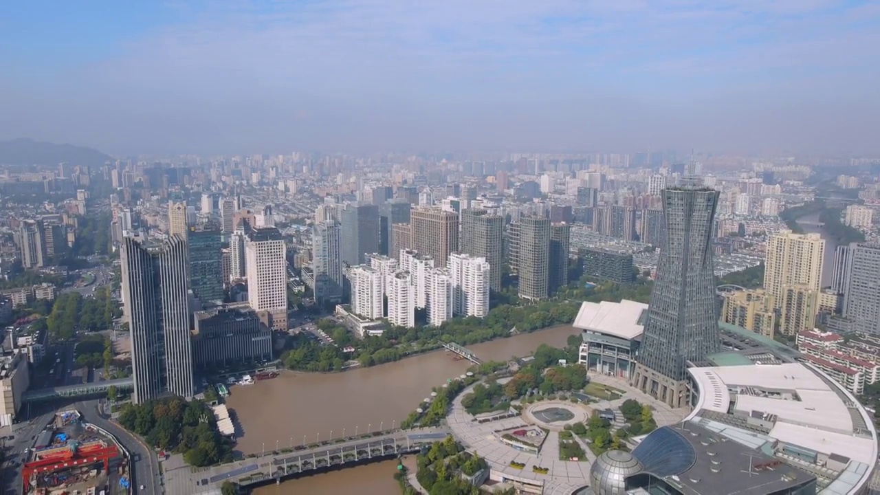 航拍杭州老城城市景观视频素材