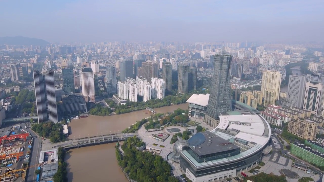 航拍杭州老城城市景观视频素材