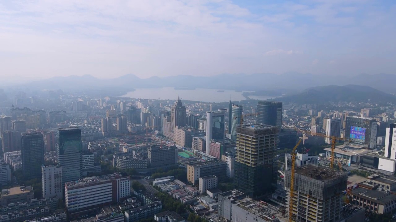 航拍杭州老城城市景观视频素材