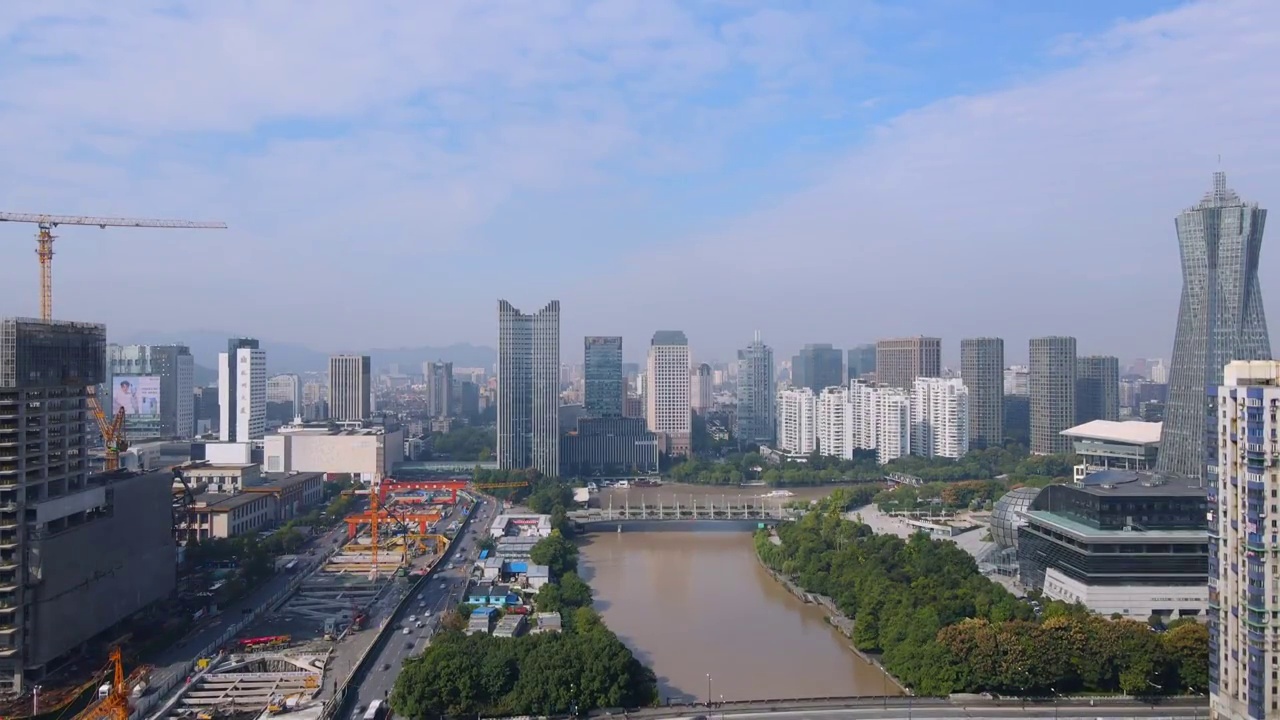 航拍杭州老城城市景观视频素材