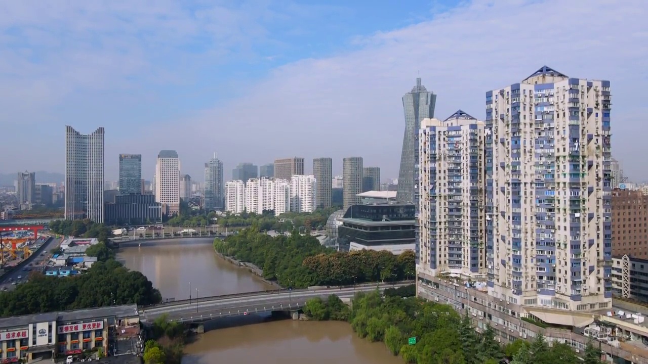 航拍杭州老城城市景观视频素材