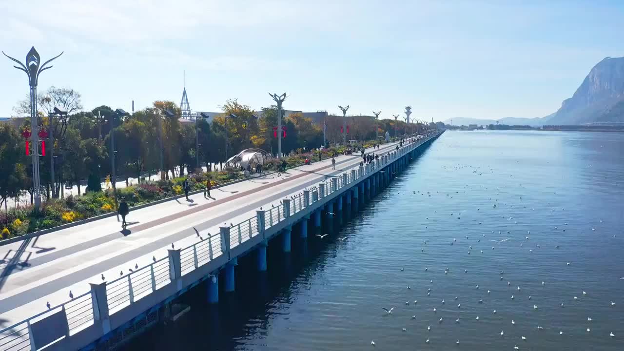 昆明海埂大坝航拍视频素材